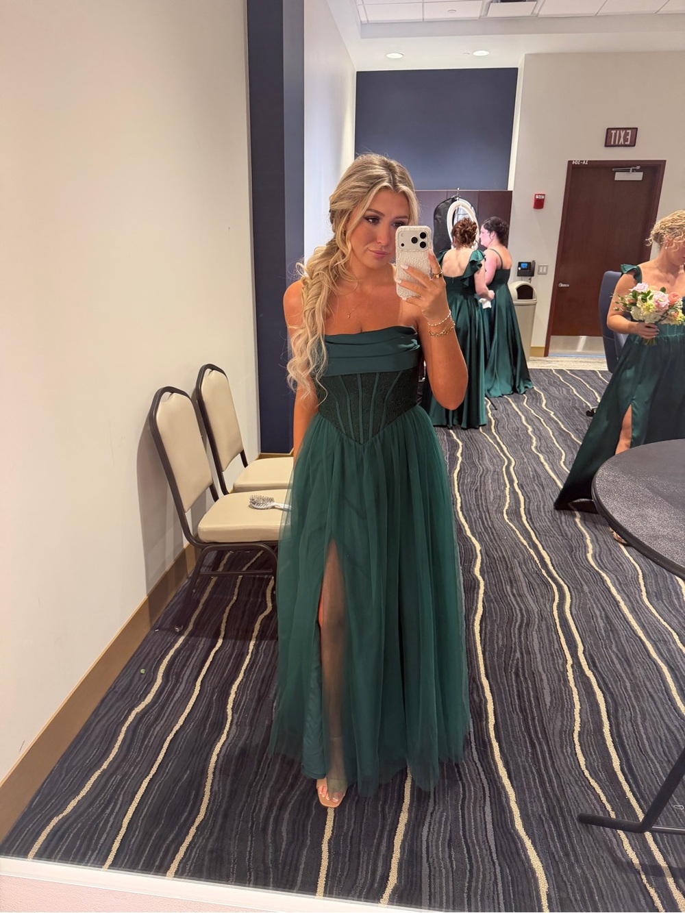 Azazie Strapless Emerald Hunter Green Bridesmaid Prom Dress